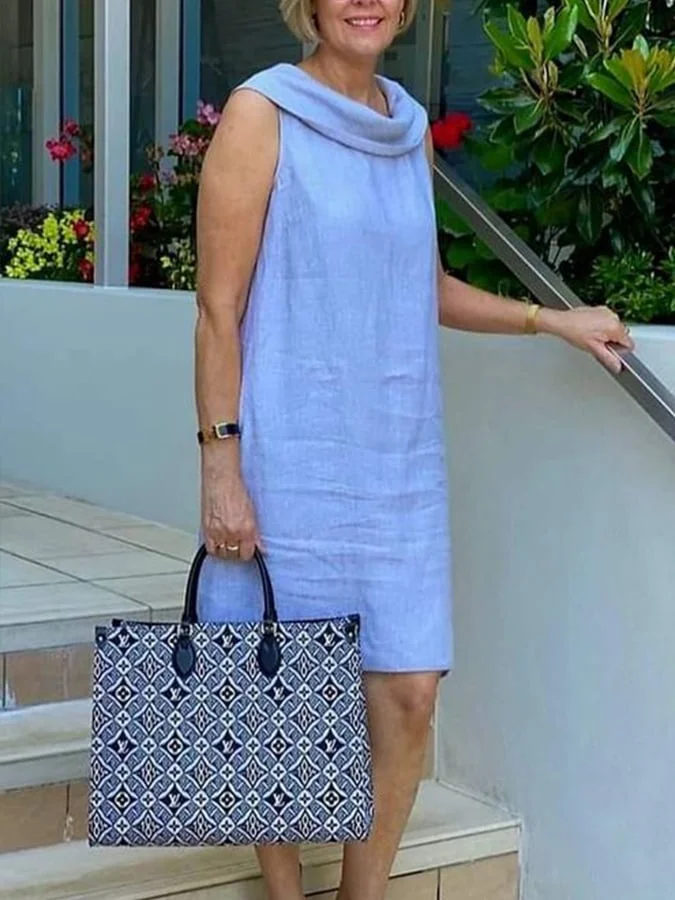 Women's Elegant Cotton And Linen Dress