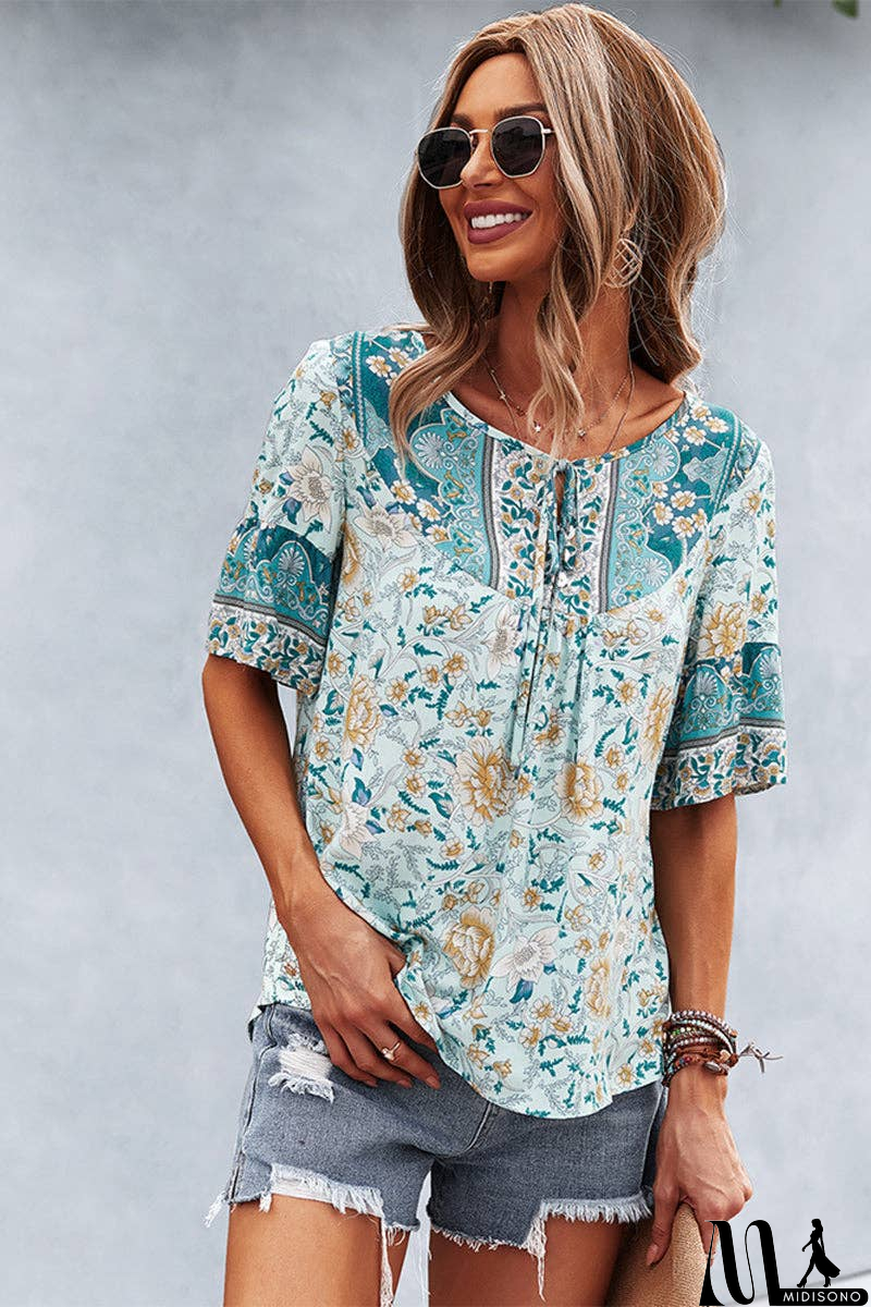 MidiSono - Floral Bliss Short Sleeve Top