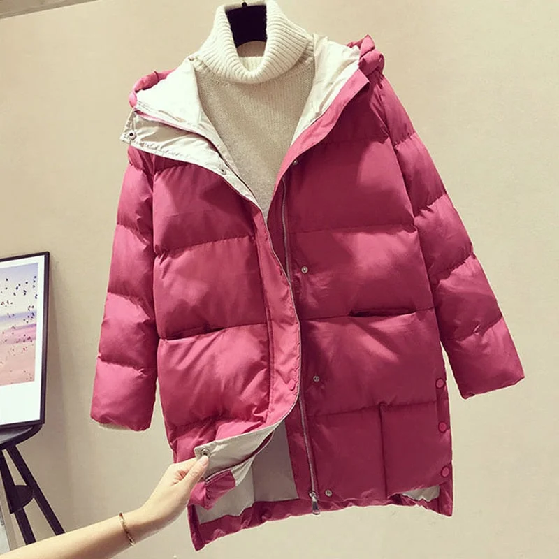 2021 Winter Women Jacket Coats Parkas Women Down Cotton Hooded Overcoat Thick Warm Plus size Female Long Cotton Padded Jackets
