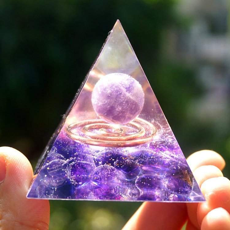 Amethyst Clear Crystal Orgone Pyramid