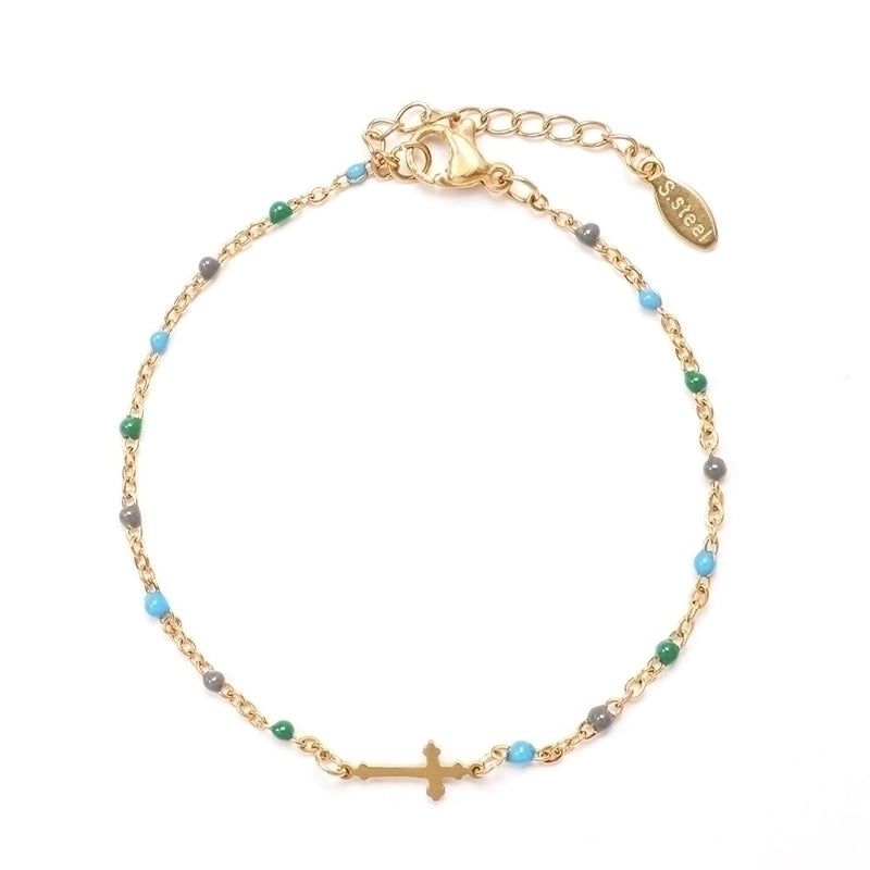 Stainless Steel Minimalist Cross Enamel Plating Bracelets