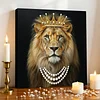 DIY Pearl Painting Crown Lion for Home Wall Decor with Frame(25x25cm)