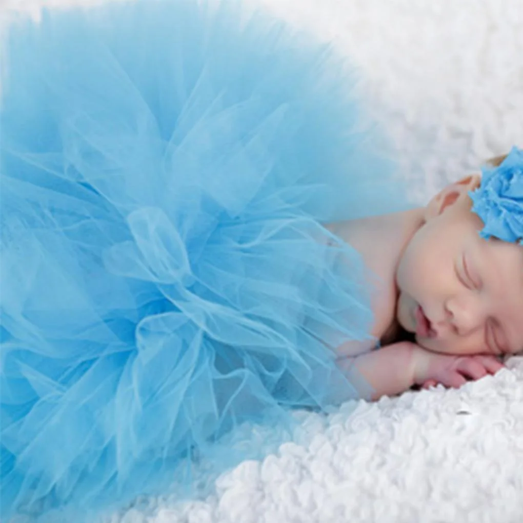 Cute Princess Newborn Photography Props Infant Costume Outfit with Flower Headband Baby Girl Summer Dress