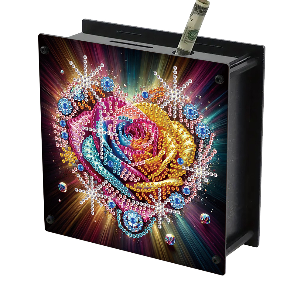 Wooden Rose DIY Diamond Painting Change Holder Case Ornament for Home Decor
