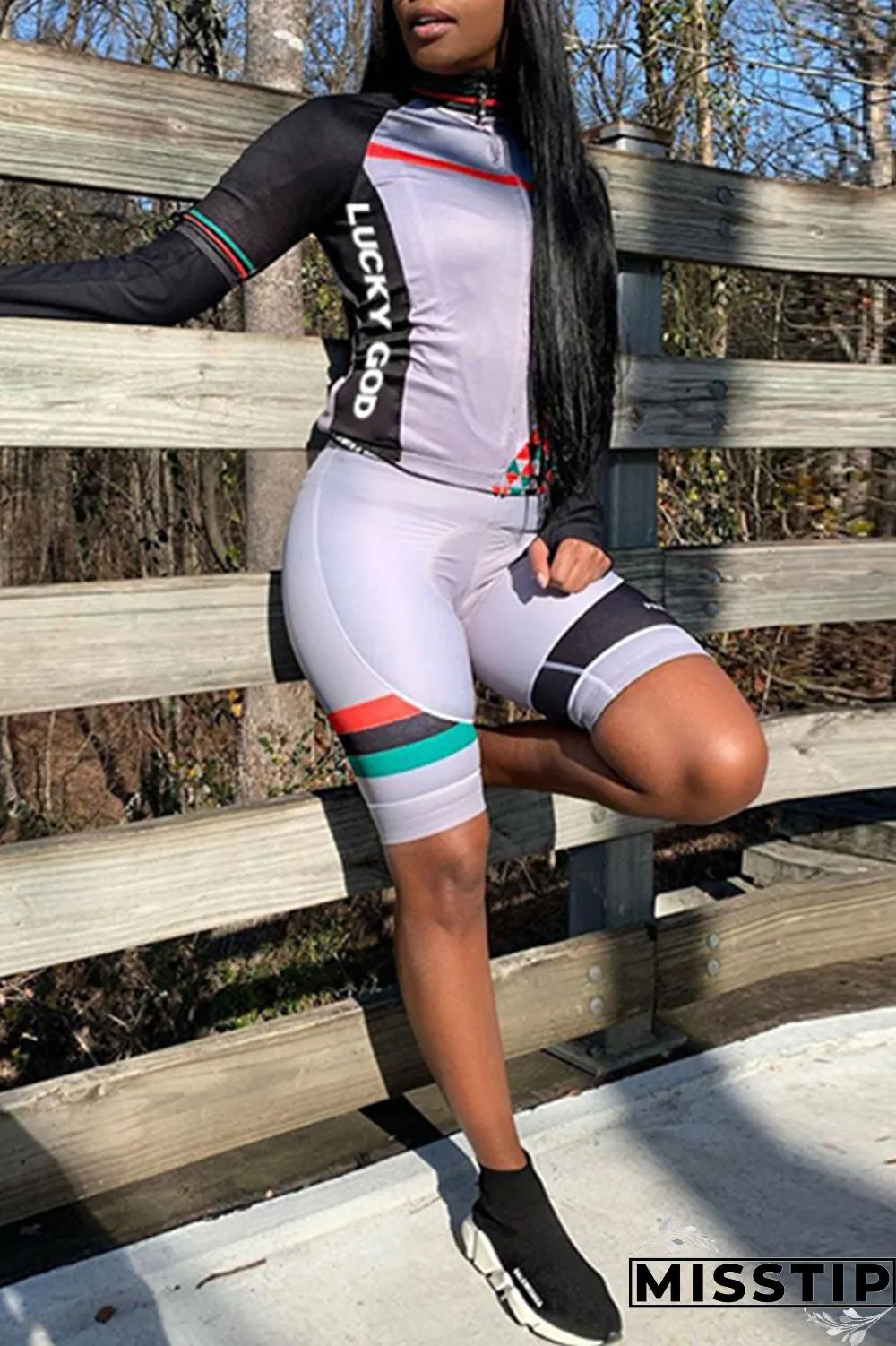 White Casual Sportswear Print Patchwork Turtleneck Long Sleeve Two Pieces