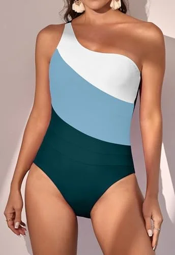One Shoulder Tummy Control One Piece Swimsuit