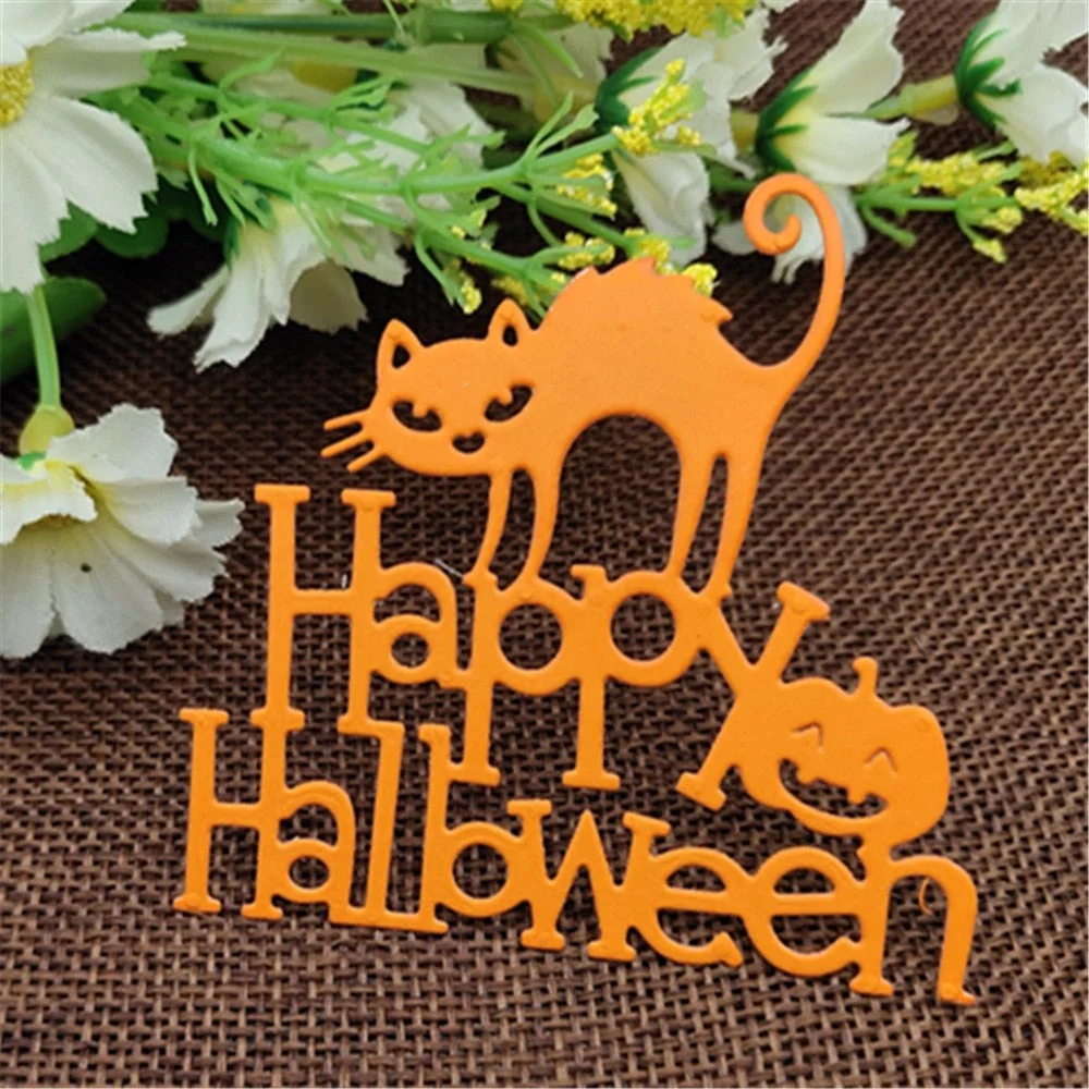 Cat Happy Halloween set frame Metal Cutting Dies Stencils For DIY Scrapbooking Decorative Embossing Handcraft  Template