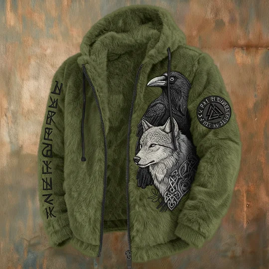 Men's Viking Tribal Jacquard Celtic With Crows & Wolves Inspired