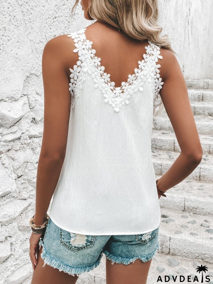 Guipure Lace Panel Tank Top