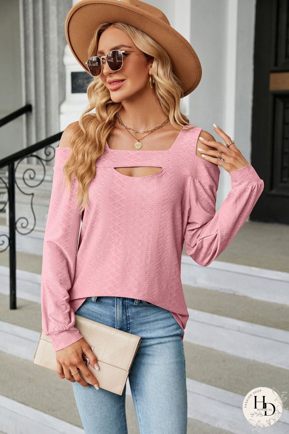 Cold Shoulder Square Neck Cutout Blouse