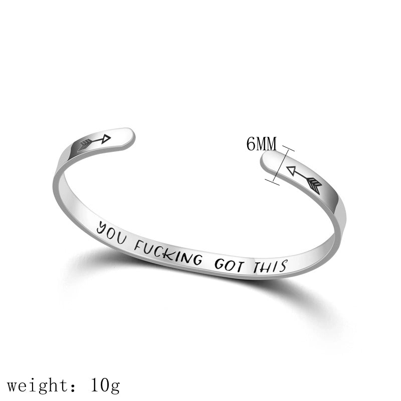 Fashion C Shape Letter Stainless Steel 18K Gold Plated Bangle In Bulk