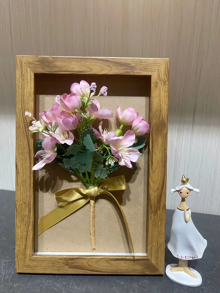 Artificial Pink Blossom Framed Flower | 3D Floral Wall Decor | 6.7*9.6 in