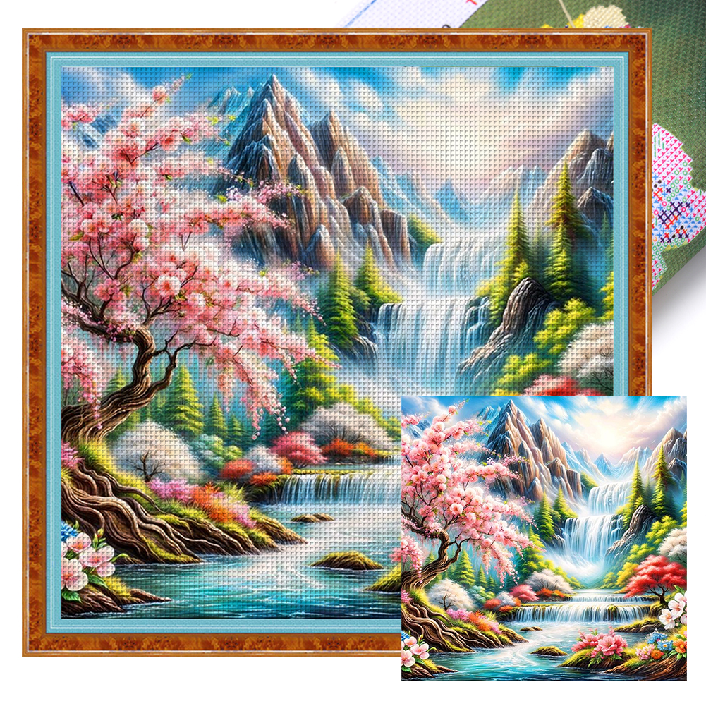 Flower Scenery Full 11CT Pre-stamped Canvas(50*50cm) Cross Stitch