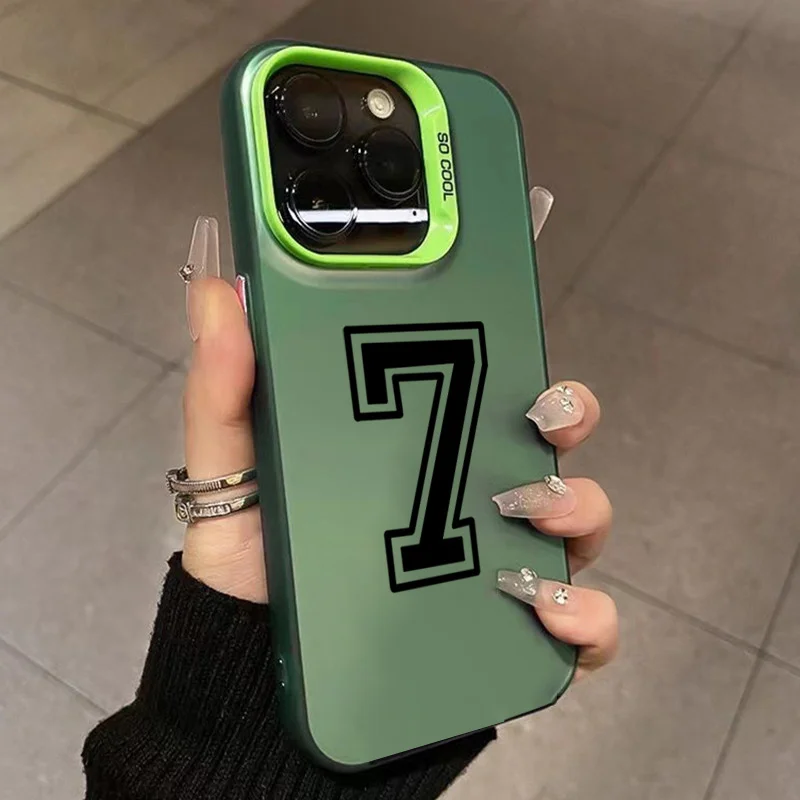 Aonga Phone Case For iPhone 16 15 14 Pro Max 11 12 13 Pro 7 8 Plus SE 2022 X XS Lucky Numbers Football Electroplate Shockproof Cover aonga