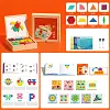 🔥 50% DE R&Eacute;DUCTION ! ✨ Puzzle Magn&eacute;tique en Bois - 180 Pi&egrave;ces G&eacute;om&eacute;triques, Apprentissage STEM, Bo&icirc;te de Rangement Portable 🧲🧩