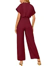 Women's Short Sleeve V Neck Elegant Jumpsuit