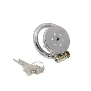 pornhint Pornhint Flat Round Hole Male Chastity Device Binding Metal Chastity Lock Cage Sounds