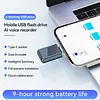 AI Translation Voice Recorder USB Flash Drive Voice To Text AI Voice Recorder Rechargeable Multi-Functional Transcriber for Learning Travel Businesses Lecture