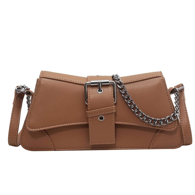 Pongl color Women Chain Shoulder Side Bag Small PU Leather Handbag And Wallet Vintage Luxury Brand Lady Flap Crossbody Sling Bag