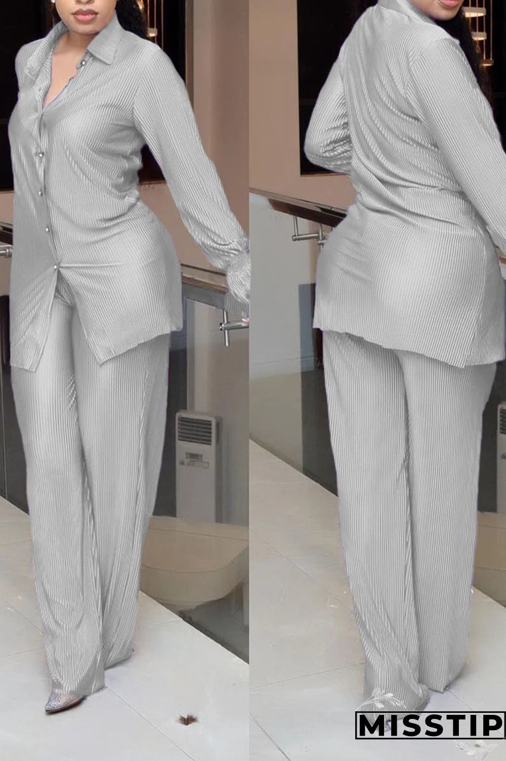 Black Casual Solid Patchwork Turndown Collar Long Sleeve Two Pieces