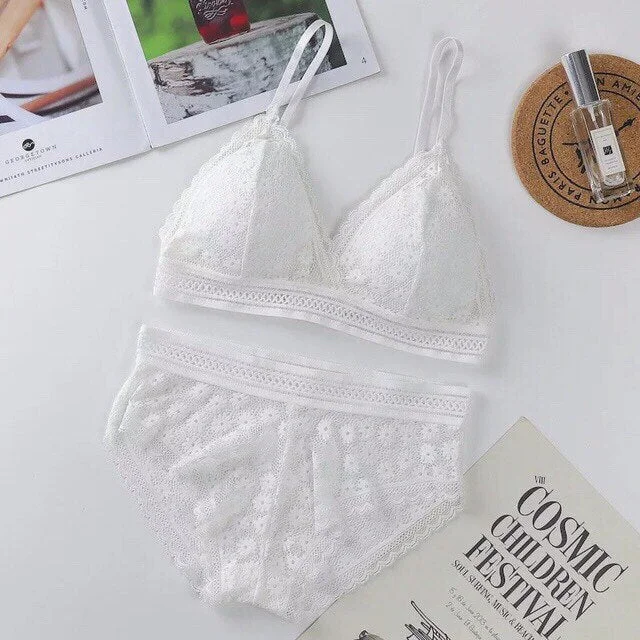 Women's Lace Bra Beauty Without Underwire Wrap Back Comfortable Chest Daisy Bra Stretch Triangle Coaster Underwear
