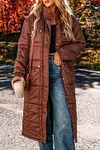 Women's Winter Thick Quilted Puffer Stand Neck Long-length Coat