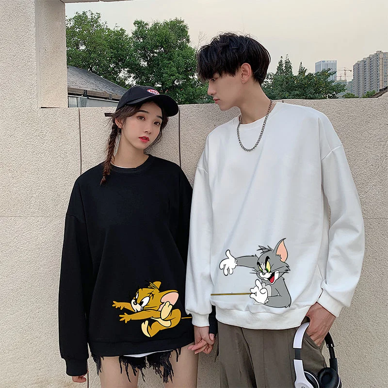 Cute Couple Hoodies Pullover Kawaii Autumn Sweatshirt Tops Loose Spring Harajuku Outerwear Black High Street Bear Hoodie Girls