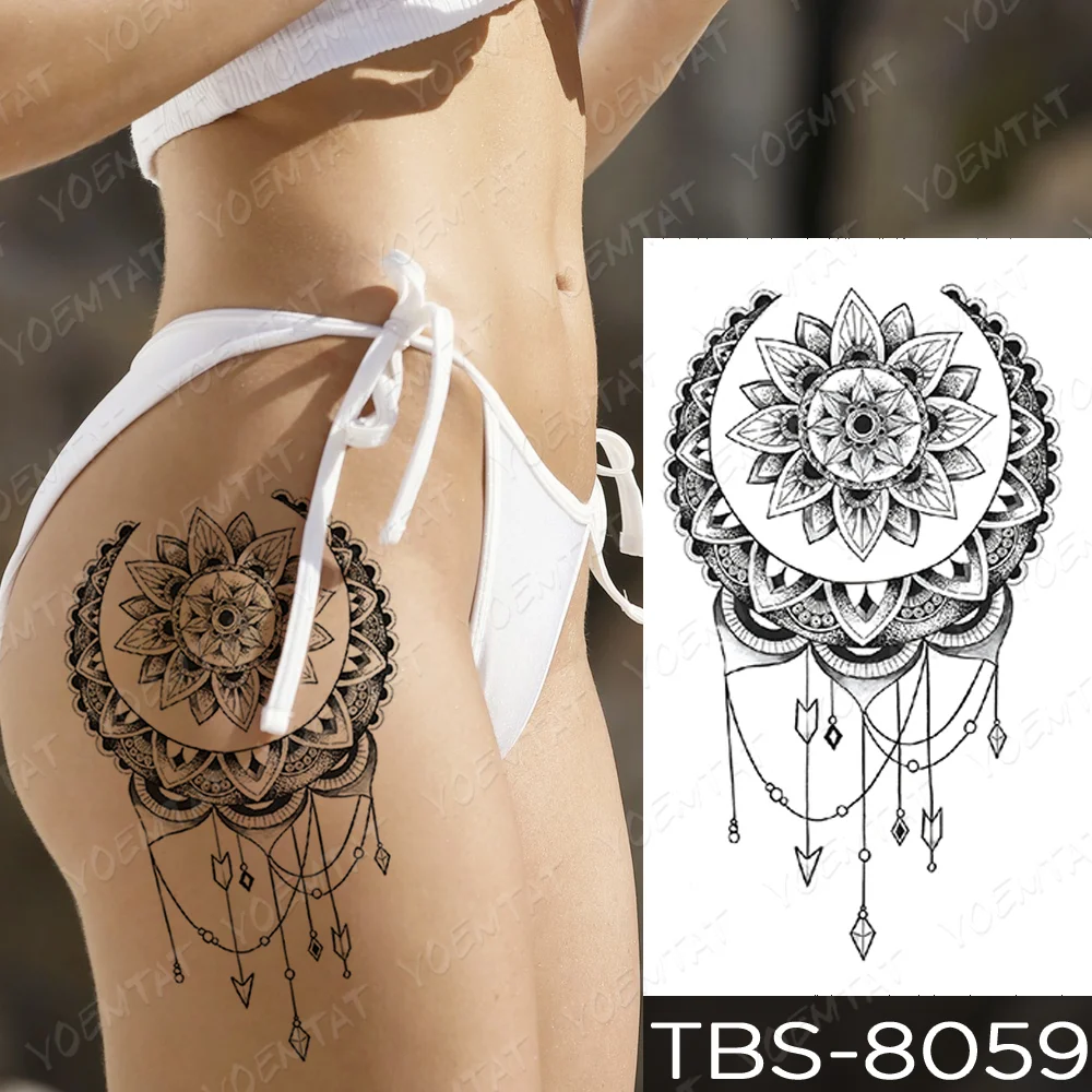 Sdrawing Temporary Tattoo Sticker Henna Mehndi Totem Flash Tatto Lotus Flower Hand Fingers Body Art Arm Fake Tatoo Men Women