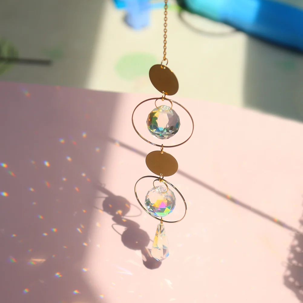 Moon Sun Ball Crystal Suncatcher Hanging Metal Pendant Garden Decor (21)