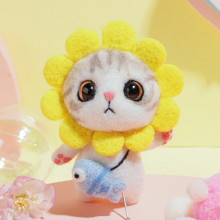 FeltingJoy - Cat Needle Felting Kit - Sunflower