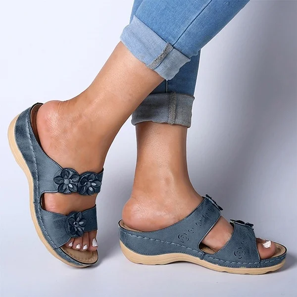 Summer Breathable Women Premium Orthopedic Open Toe Sandals Ladies Buckle Strap Vintage Anti-Slip Slippers Female Shoes