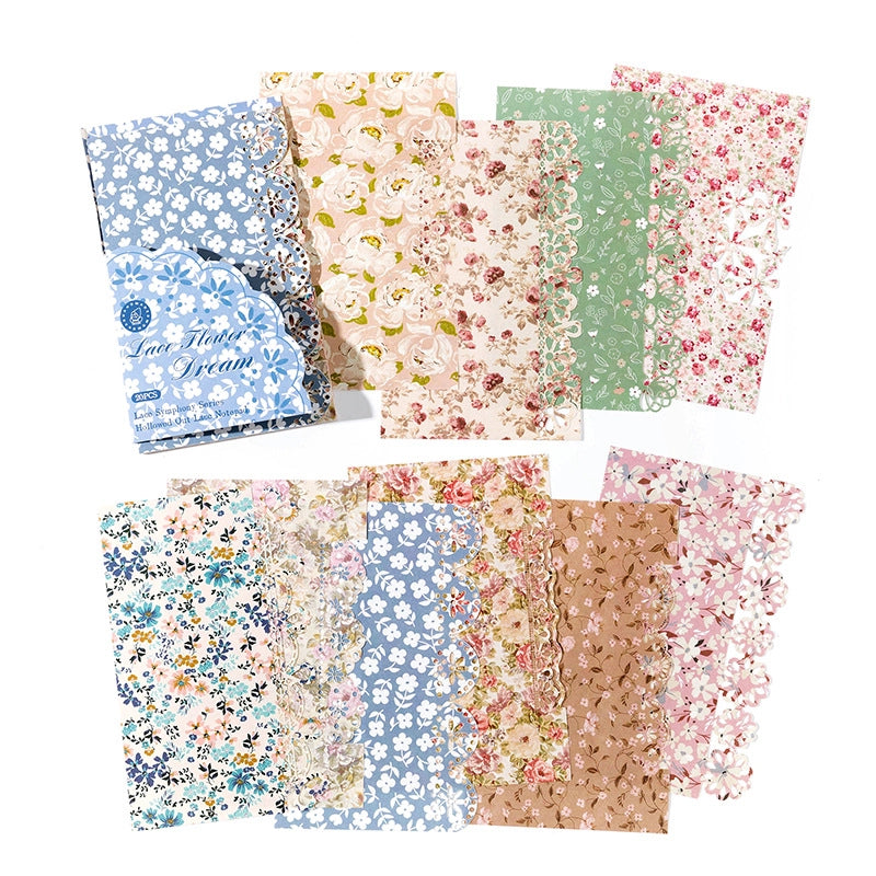 Mocard Notepad Lace Symphony Series Base Hollow Lace Journal Decorative Source Material 20 Pieces