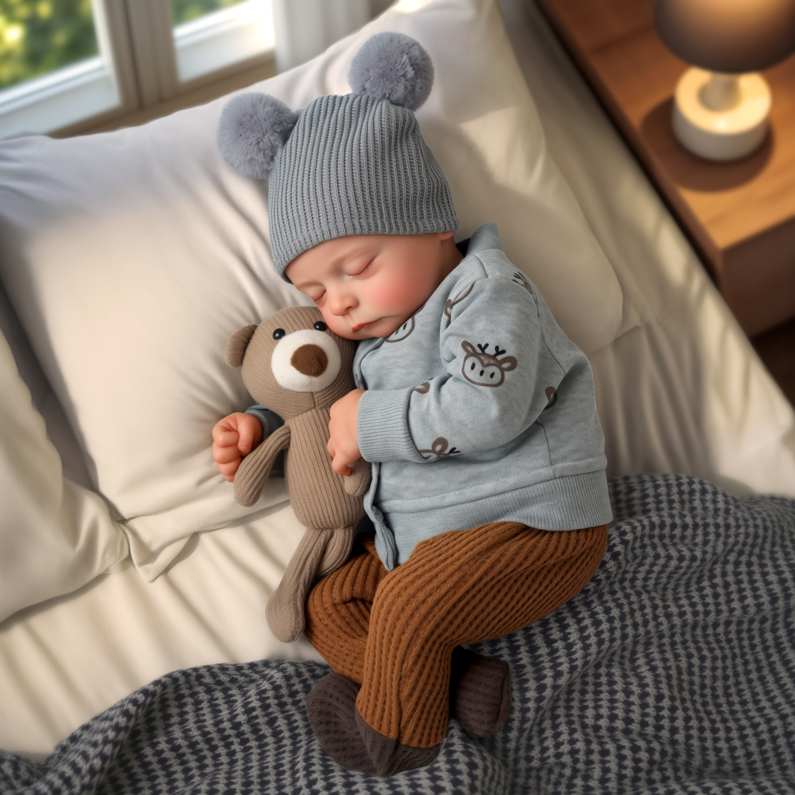 Babeside Sleeping Reborn Baby Noah 20'' Little Infant Boy Best Gift for Kids Grey-Cloth Body(Soft to Snuggle)