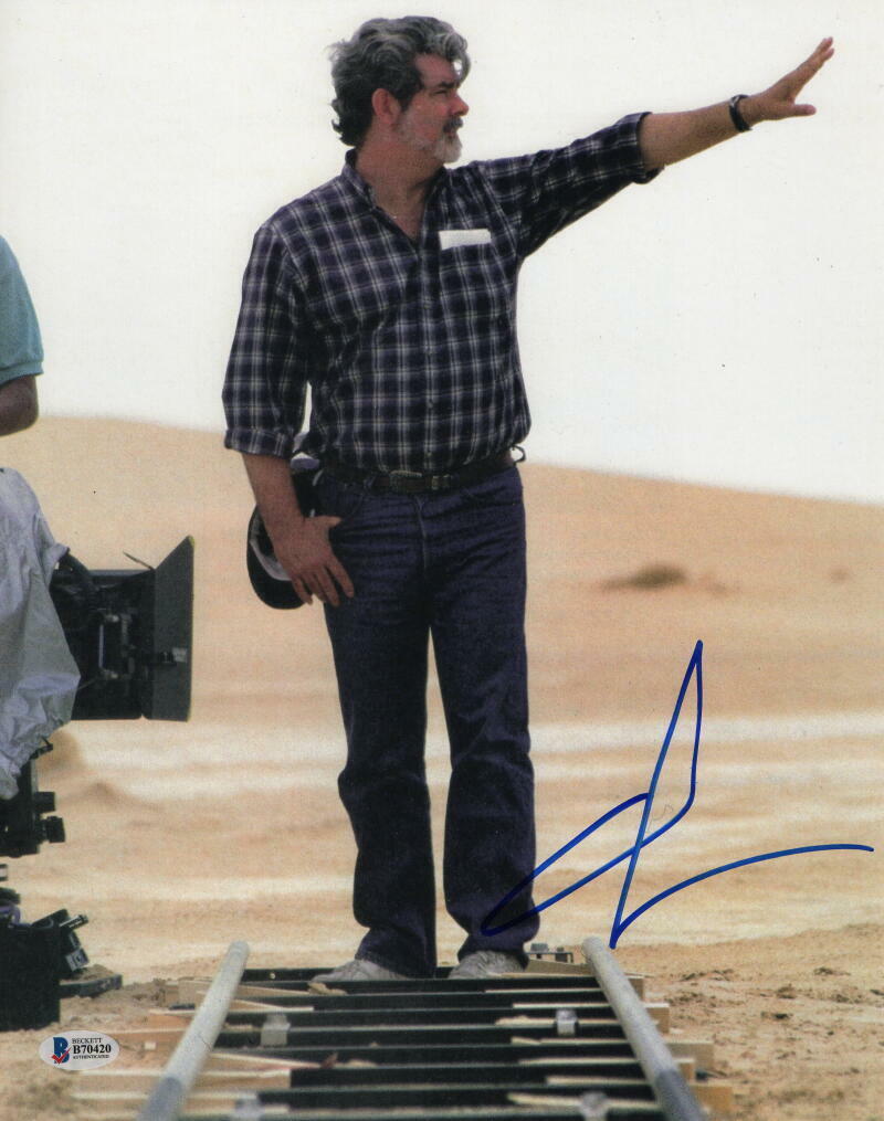 GEORGE LUCAS SIGNED AUTOGRAPH 11x14 Photo Poster painting - STAR WARS, INDIANA JONES, BECKETT D