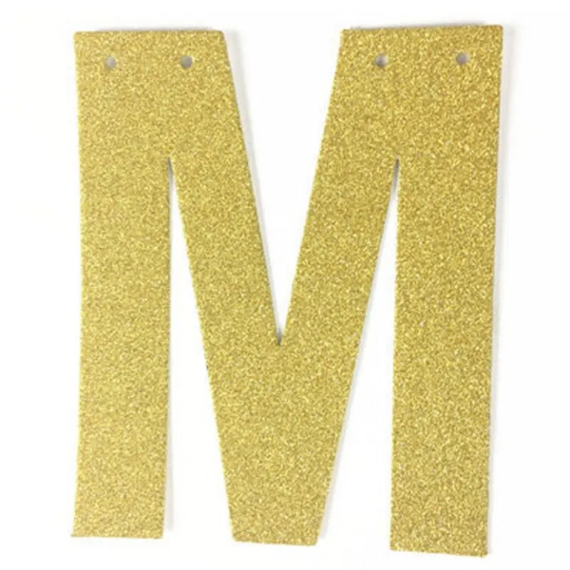1Pcs/lot 13cm Personalized DIY Gold Glitter Paper Letter Banner Hanging Flags for Wedding Birthday Party Festival Decorations