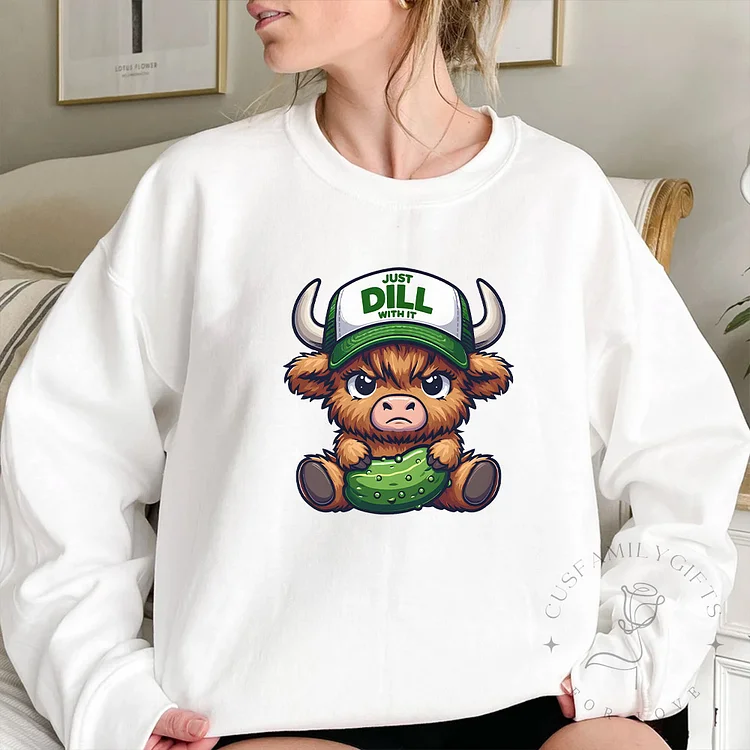 Just dill with it,Highland Cow, Funny cow shirts, Mom and Kid shirts