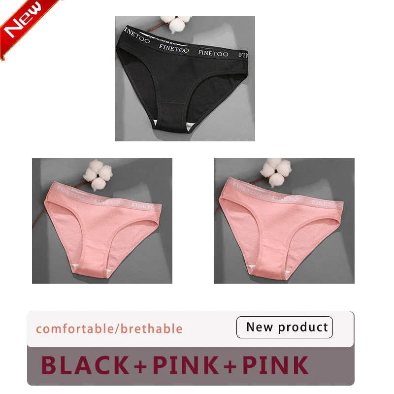 3PCS/Set Cotton Underwear For Woman Sexy Letter Panties Underpants Female M-XL Briefs Intimates Lingerie 6 Solid Color Pantys