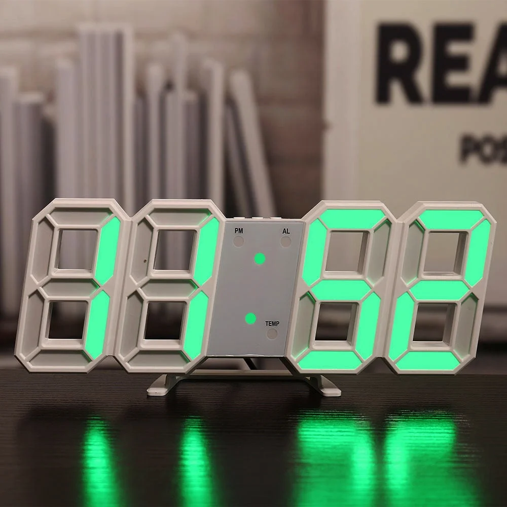 LED Digital Wall Clock Alarm Clock Wall Hanging Table Desk Electronic Digital Clock With 3 Levels Brightness Home Decor