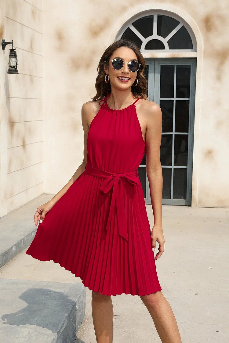 ✨Spring/summer❤ women's new solid color waistband dress💖 