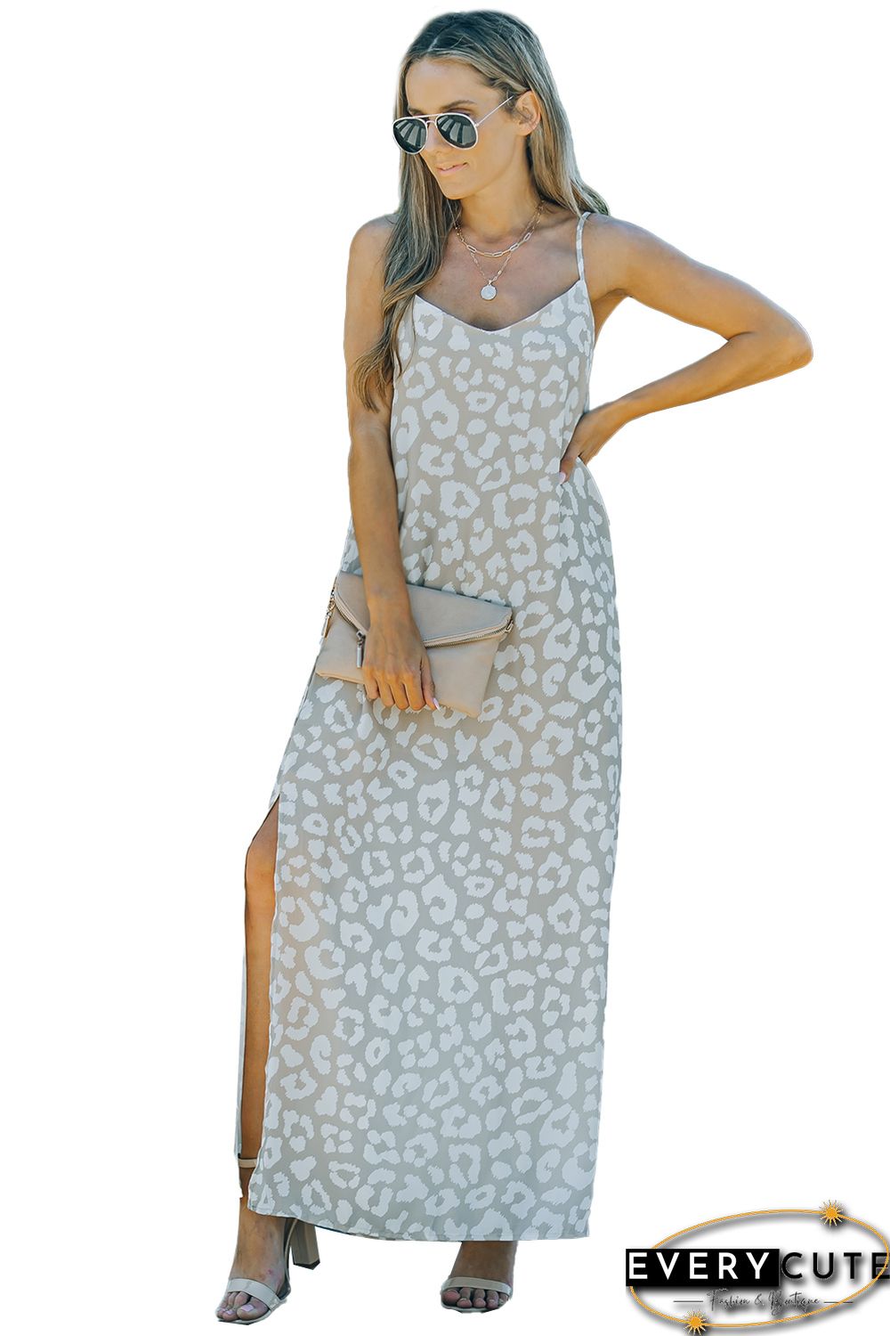 Leopard Backless Maxi Dress