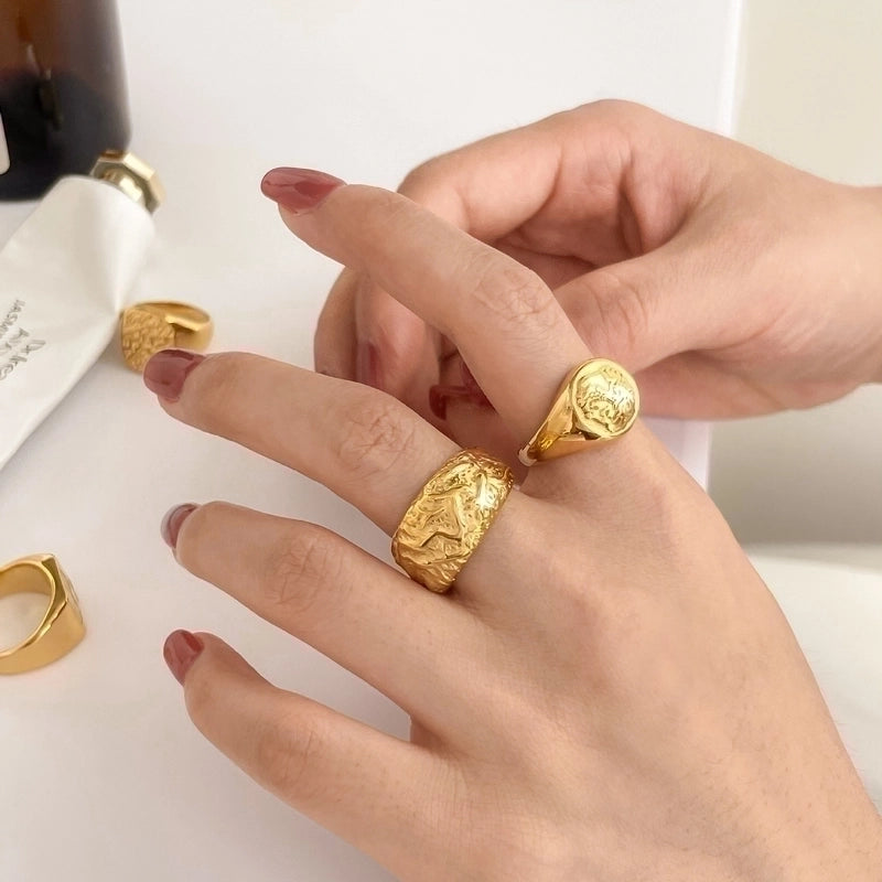 Vintage Style Geometric Titanium Steel Plating Rings