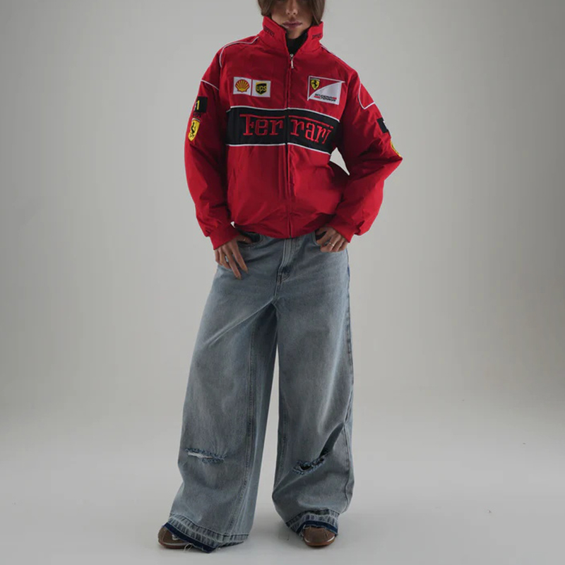 Unisex Racing Style Street Fashion Loose Racing Casual Print Jacket