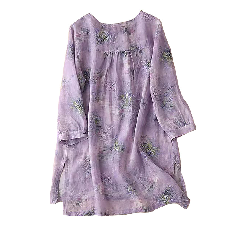 Fashion Casual Small Floral Print Splicing Loose Shirts