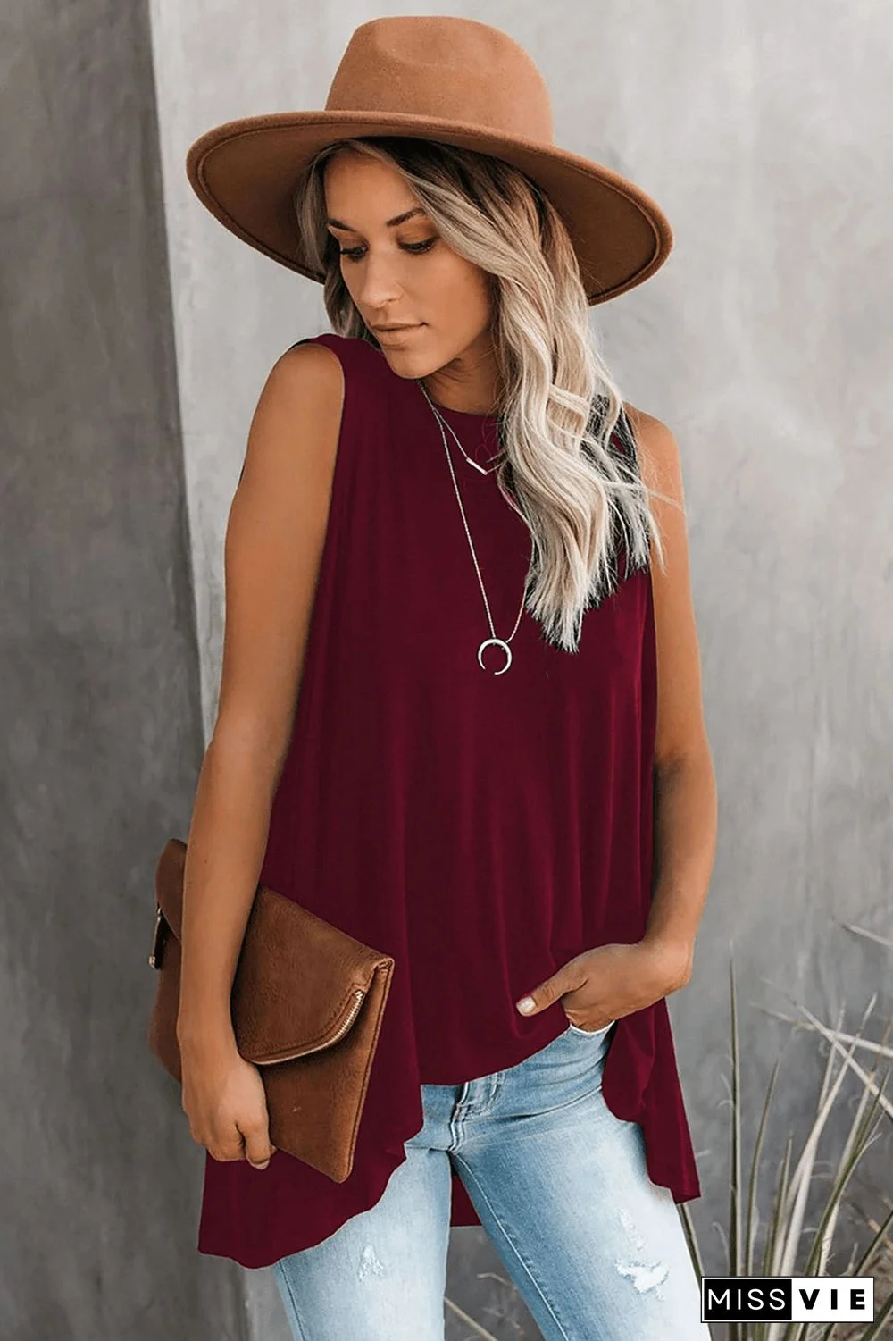 Casual Sleeveless Solid Color Vest