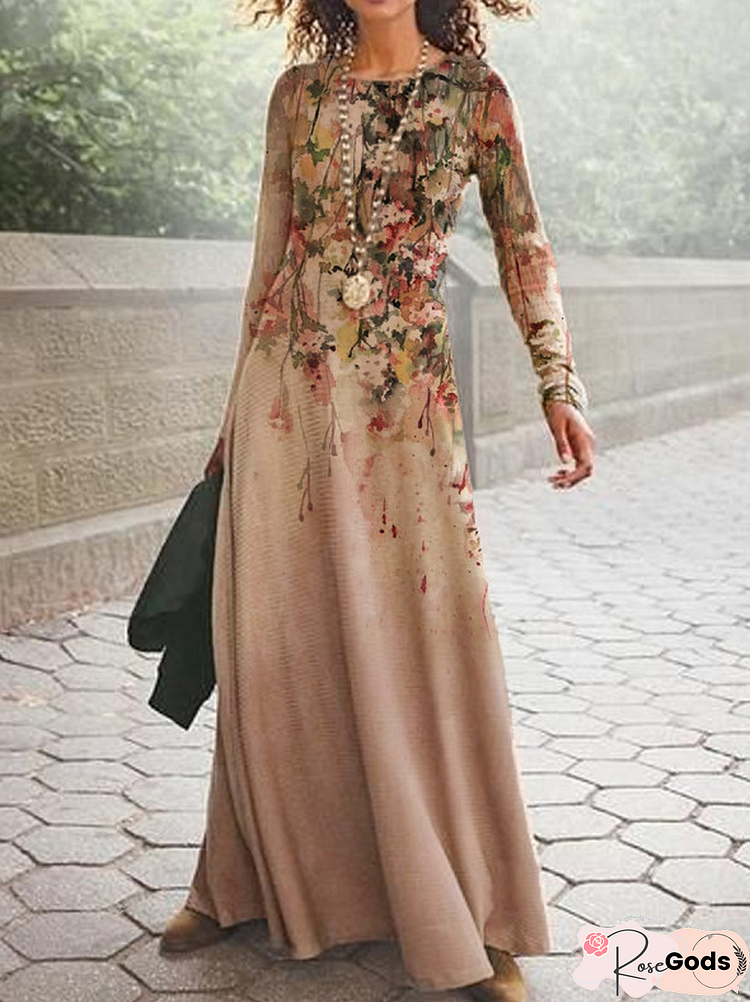 Shift Floral Long Sleeve Dresses