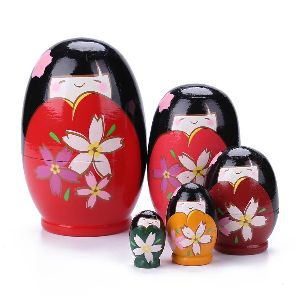 

5pcs Red Dress Girl Matryoshka Nesting Dolls, 501 Original