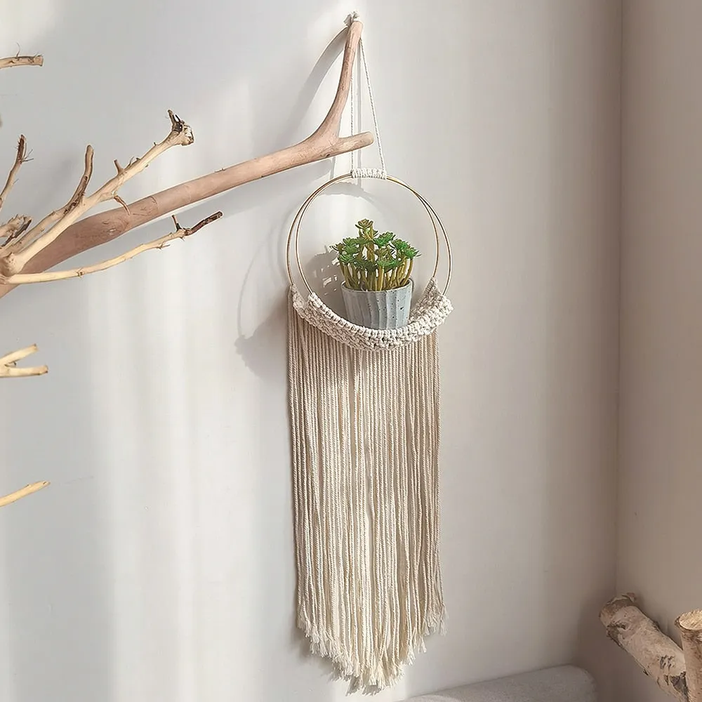 Macrame Plant Hanger Handmade Macrame Wall Hanging Boho Home Decor Christmase Decoration Wall Hanging Planter Flower Holder Pot