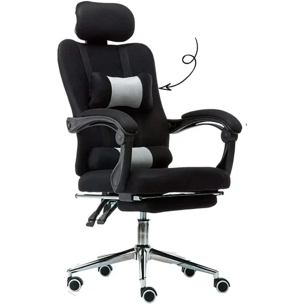 Silla Ejecutiva Ergon&oacute;mica Con Altura Ajustable de Escritorio Sill&oacute;n para Oficina con Reposacabezas Y Reposapies Incluye Coj&iacute;n Lumbar Lumax Color Negro