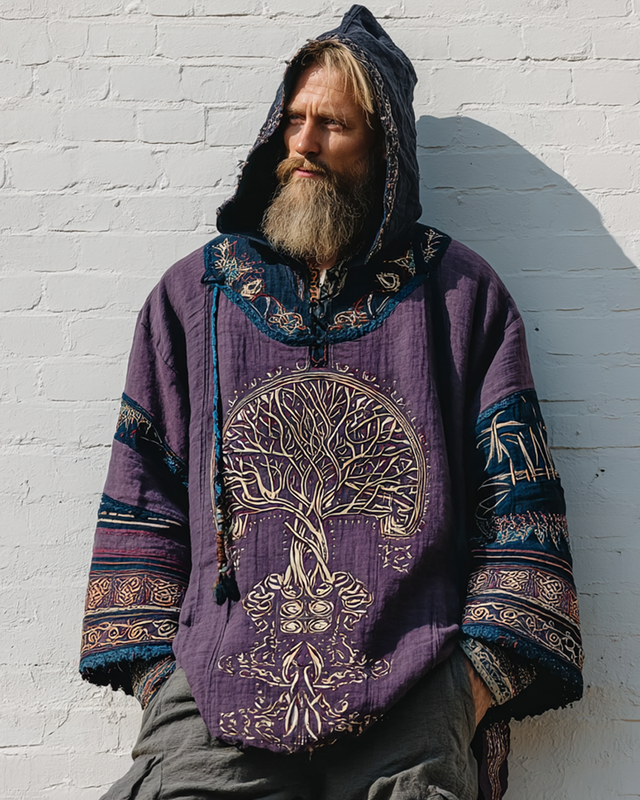 Men's Viking Life Tree 3D Embroidered Hooded Sweatshirt a878
