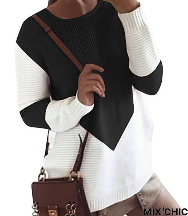 Fashion Stitching Sweater Bottoming Sweater Top